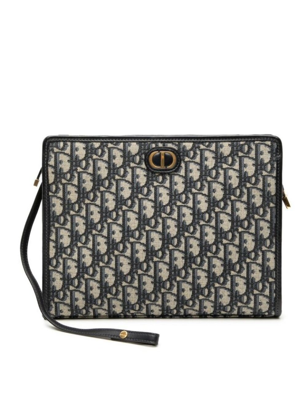 Dior Oblique Trotter 30 Montaigne Clutch Jacquard Navy Canvas Leather